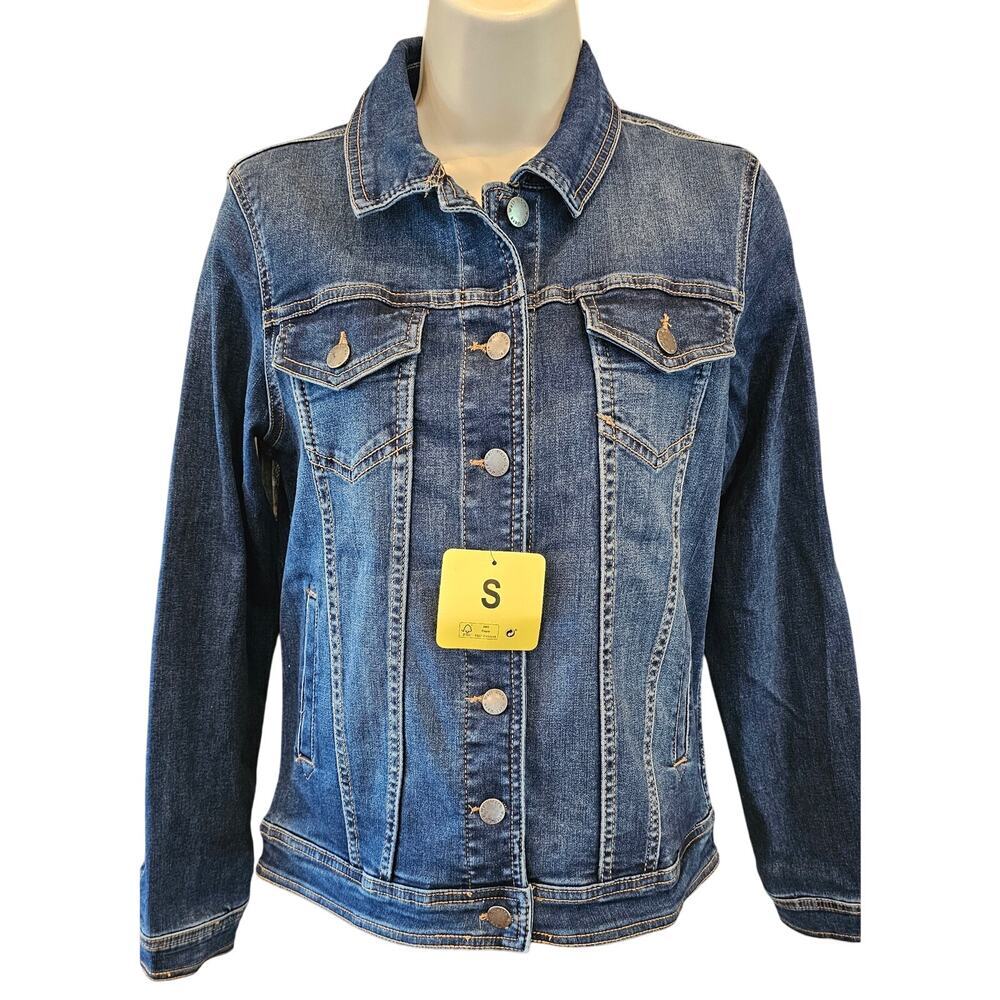 NWT well worn stretch jean jacket long sleeve denim sz S casual comfort NEW